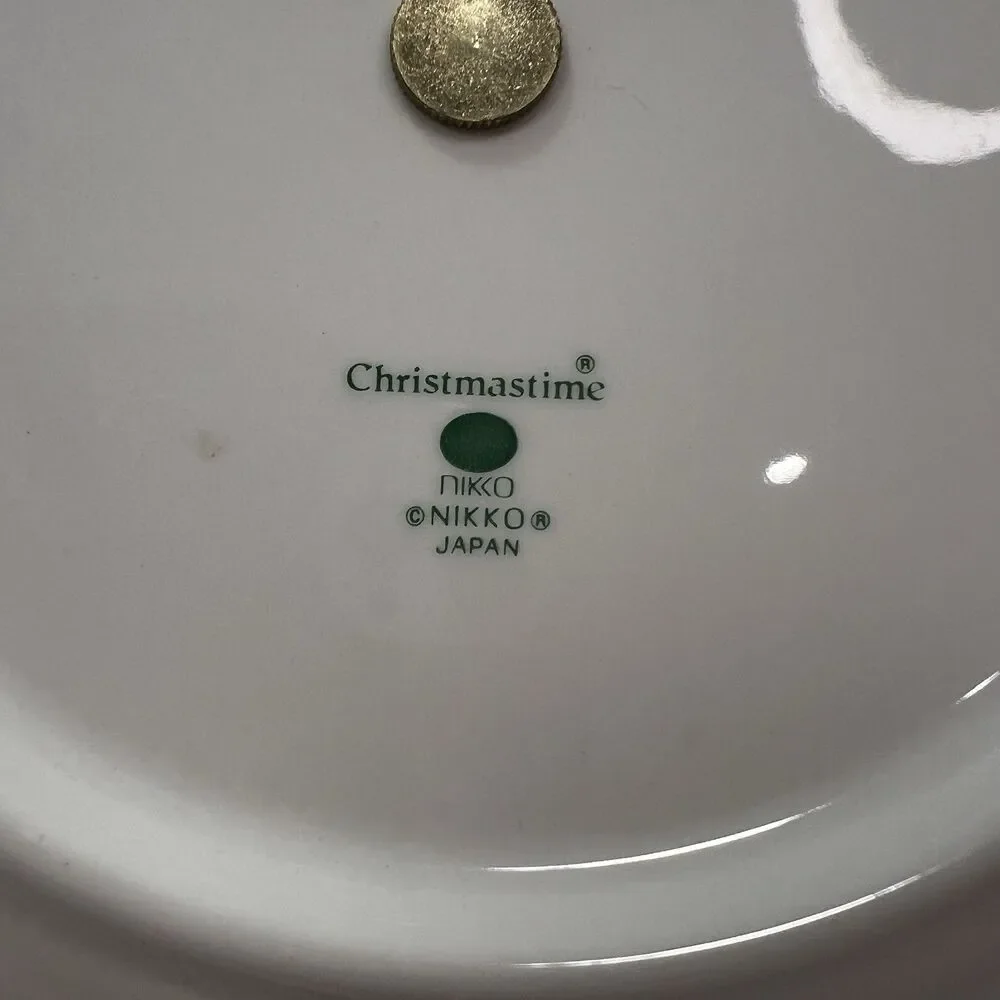 Nikko Christmastime Handled Tray Serving Christmas China EUC With Box Holiday